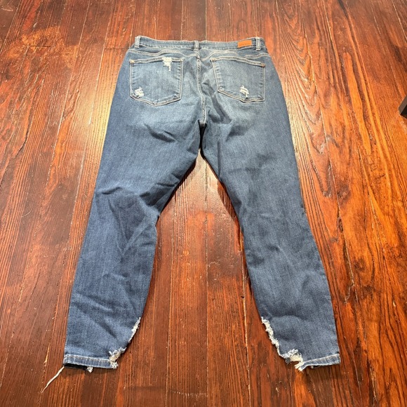 Judy Blue Jeans Womens 18W Blue Distressed Skinny Fit Faded Whiskers Y2K Boho - Picture 2 of 13